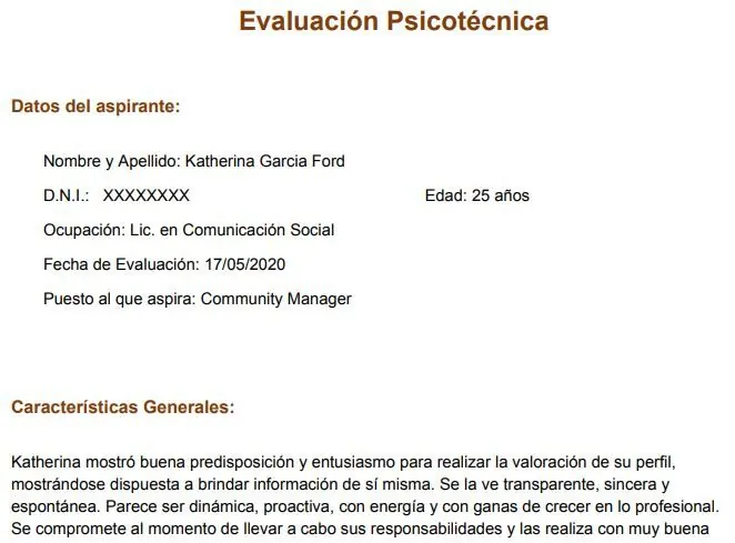 evaluación psicotecnica