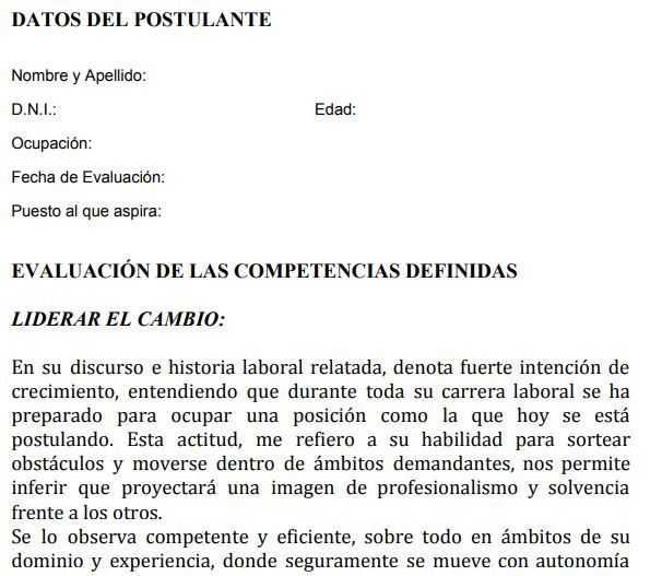 informe psicológico laboral