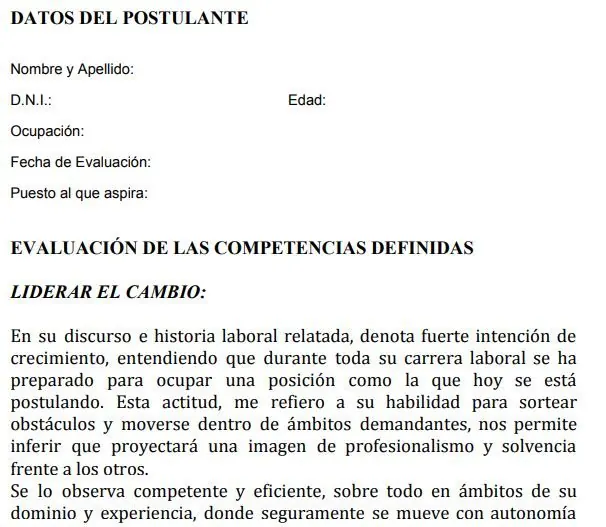 informe psicológico laboral