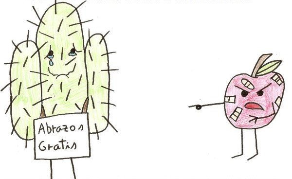 captus abrazando a una manzana